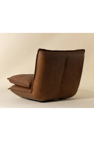   Modern European furniture - Brown Leather Swivel Armless Chair - www.oroa.com | Oroa.com