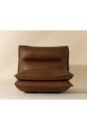   Modern European furniture - Brown Leather Swivel Armless Chair - www.oroa.com | Oroa.com