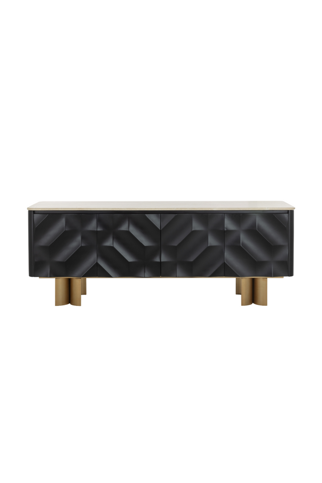 Modern European furniture - Faceted Black 4-Door Sideboard - www.oroa.com
