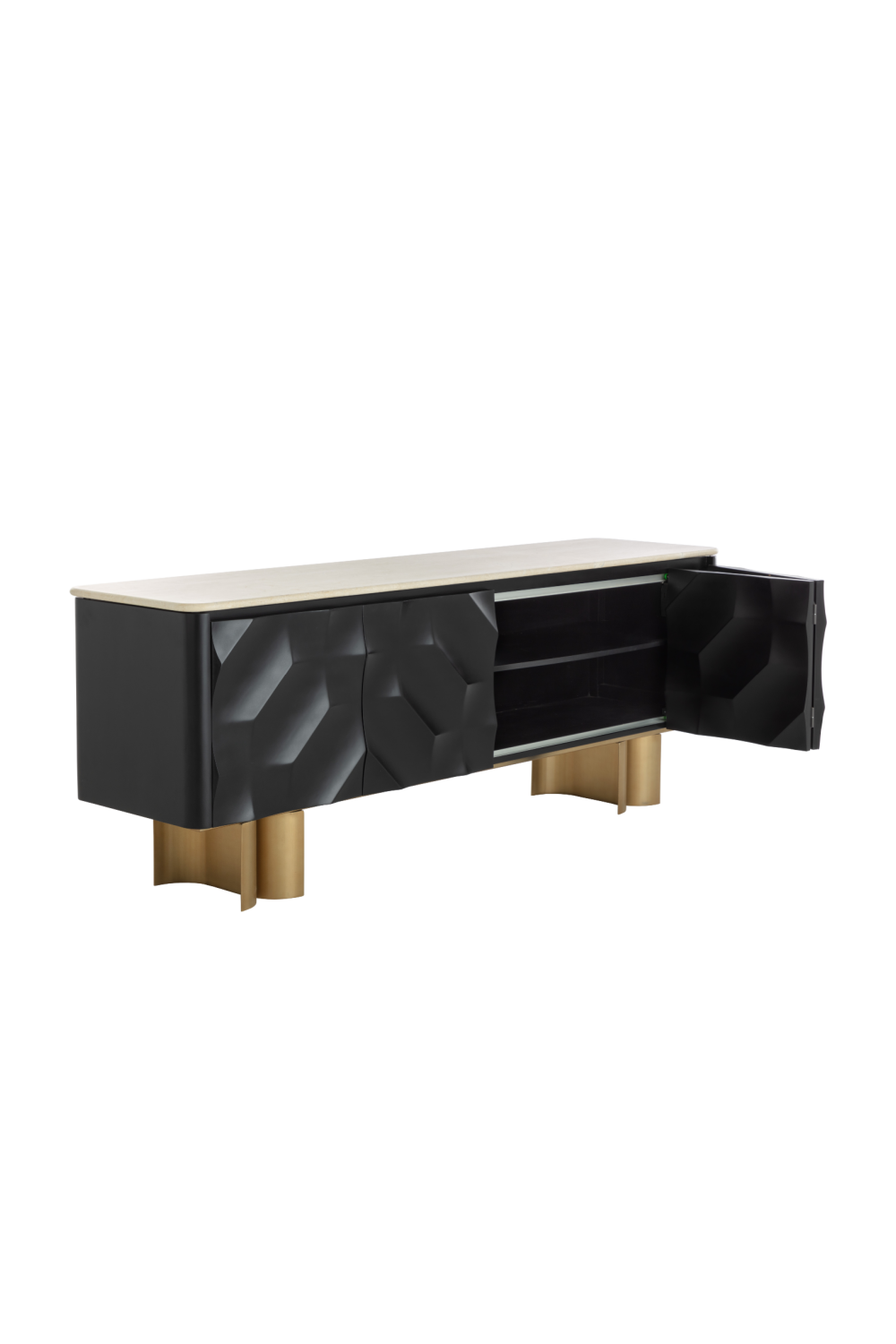   Modern European furniture - Faceted Black 4-Door Sideboard - www.oroa.com | Oroa.com