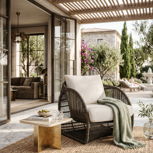   Cream Padded Indoor/Outdoor Lounge Chair | Oroa.com