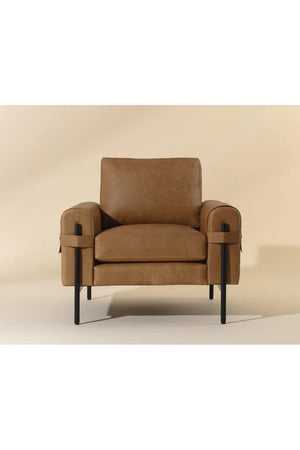   Modern European furniture - Strapped Brown Leather Lounge Chair - www.oroa.com | Oroa.com