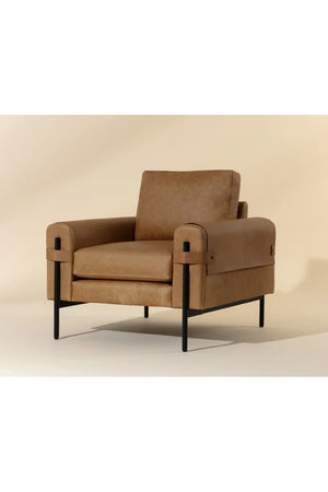   Modern European furniture - Strapped Brown Leather Lounge Chair - www.oroa.com | Oroa.com