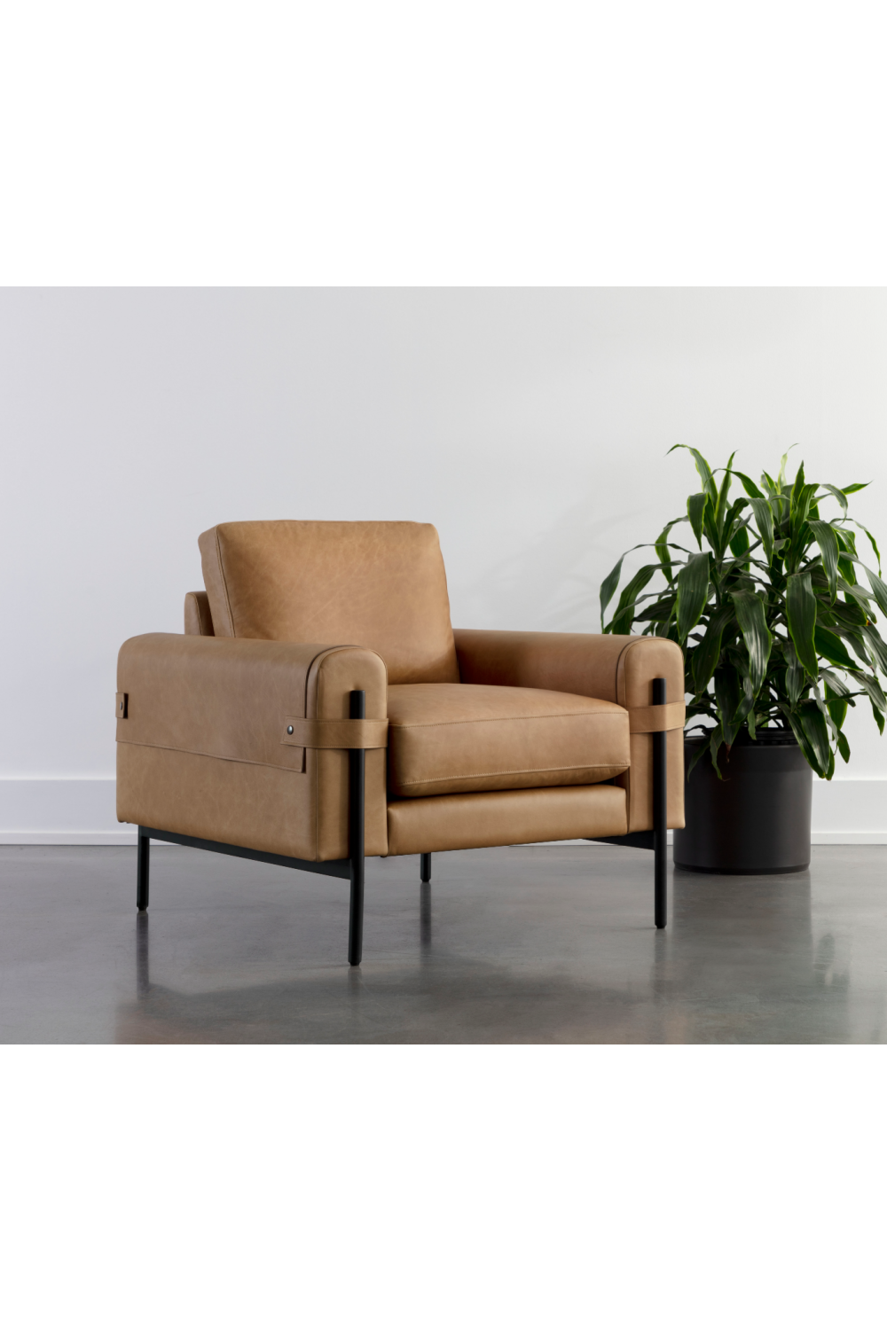   Modern European furniture - Strapped Brown Leather Lounge Chair - www.oroa.com | Oroa.com