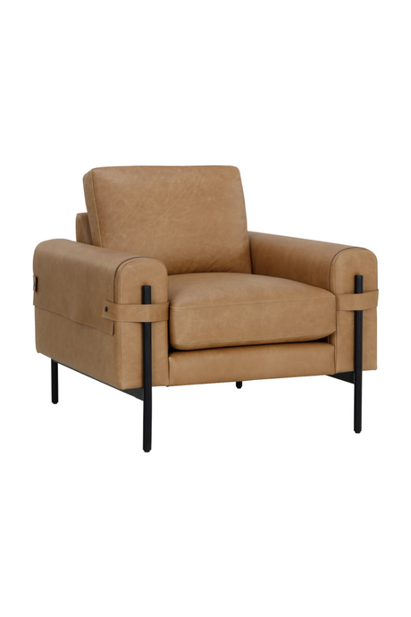  Modern European furniture - Strapped Brown Leather Lounge Chair - www.oroa.com | Oroa.com