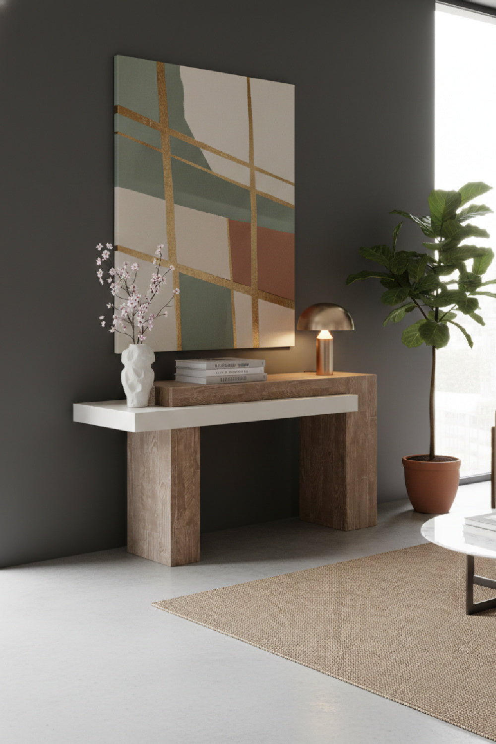   Modern European furniture - Rectangular Timber-Effect Indoor/Outdoor Console Table - www.oroa.com | Oroa.com