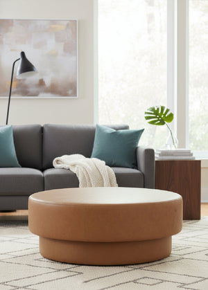   Modern European furniture - Round Leather Inspired Ottoman - www.oroa.com | Oroa.com