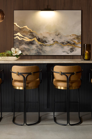   Modern European furniture - Iron Framed Leather-Look Bar Stool - www.oroa.com | Oroa.com