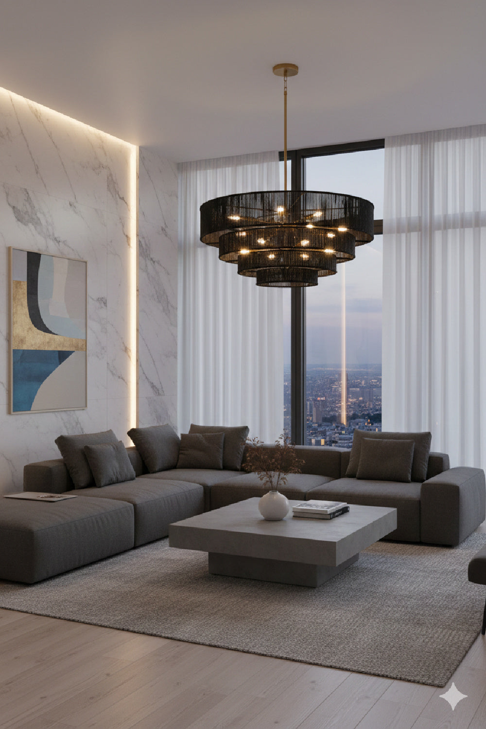   Modern European furniture - 4-Tier Rustic Jute Chandelier - www.oroa.com | Oroa.com