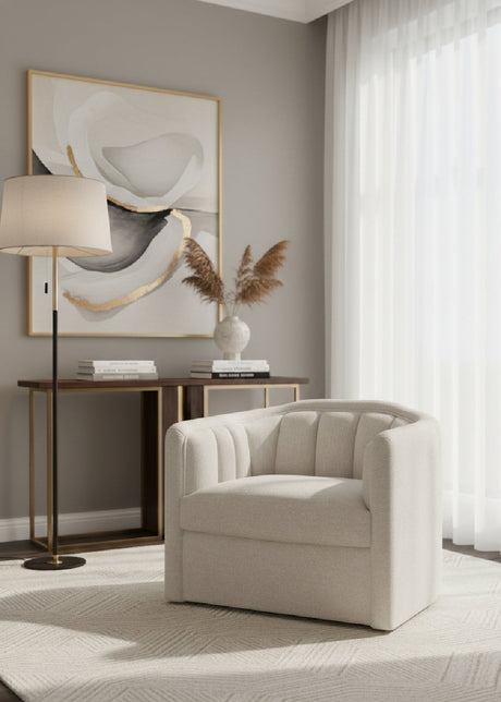   Modern European furniture - Cream Tufted-Back Swivel Armchair - www.oroa.com | Oroa.com