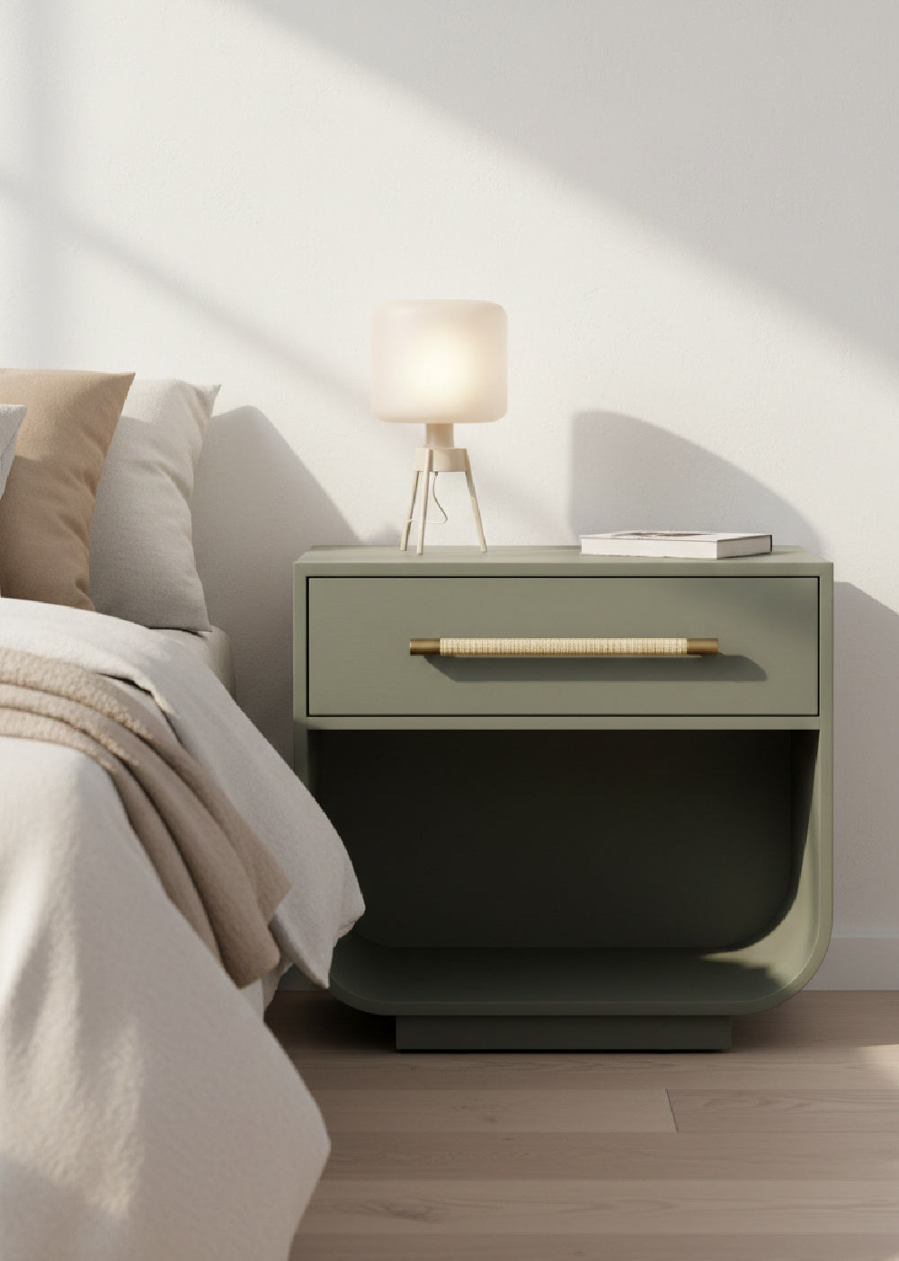   Modern European furniture - Modern Oak Curved Nightstand - www.oroa.com | Oroa.com