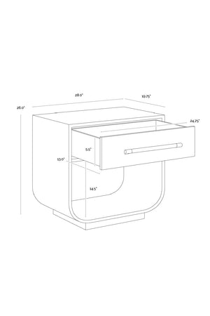   Modern Oak Curved Nightstand | Oroa.com