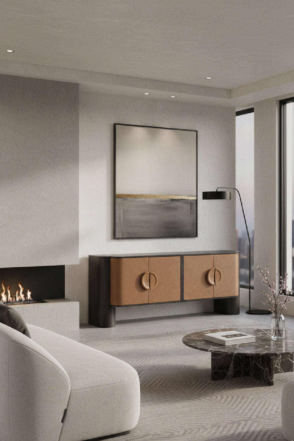   Modern European furniture - Brown Leather Look Sideboard - www.oroa.com | Oroa.com