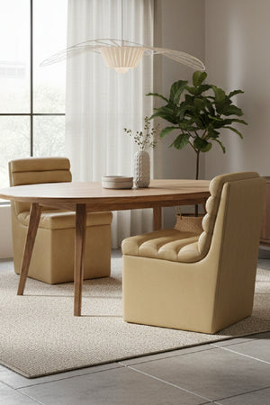   Modern European furniture - Leather Look Wheeled Dining Chair - www.oroa.com | Oroa.com
