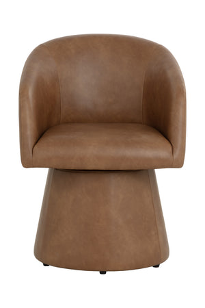   Modern European furniture - Brown Leather Swivel Dining Chair - www.oroa.com | Oroa.com