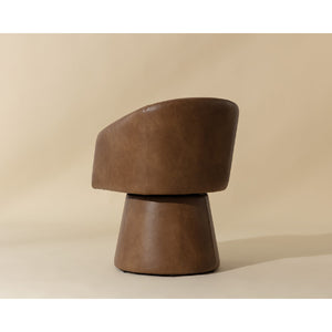   Modern European furniture - Brown Leather Swivel Dining Chair - www.oroa.com | Oroa.com