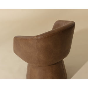   Modern European furniture - Brown Leather Swivel Dining Chair - www.oroa.com | Oroa.com