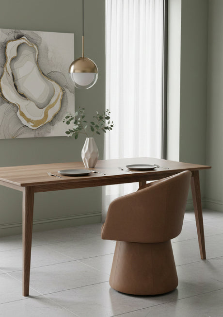   Modern European furniture - Brown Leather Swivel Dining Chair - www.oroa.com | Oroa.com