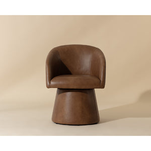   Modern European furniture - Brown Leather Swivel Dining Chair - www.oroa.com | Oroa.com