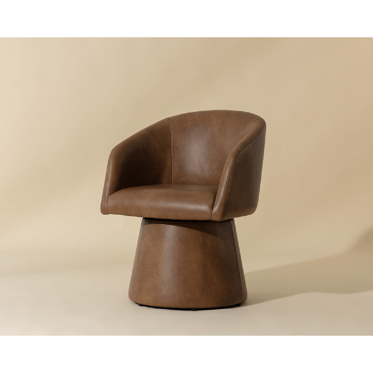   Modern European furniture - Brown Leather Swivel Dining Chair - www.oroa.com | Oroa.com