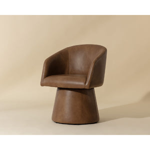   Modern European furniture - Brown Leather Swivel Dining Chair - www.oroa.com | Oroa.com