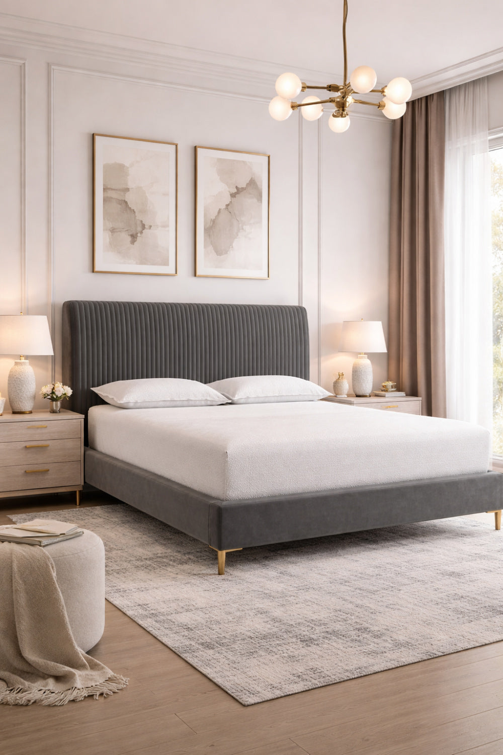   Modern European furniture - Vertical-Tufted Queen Bed - www.oroa.com | Oroa.com