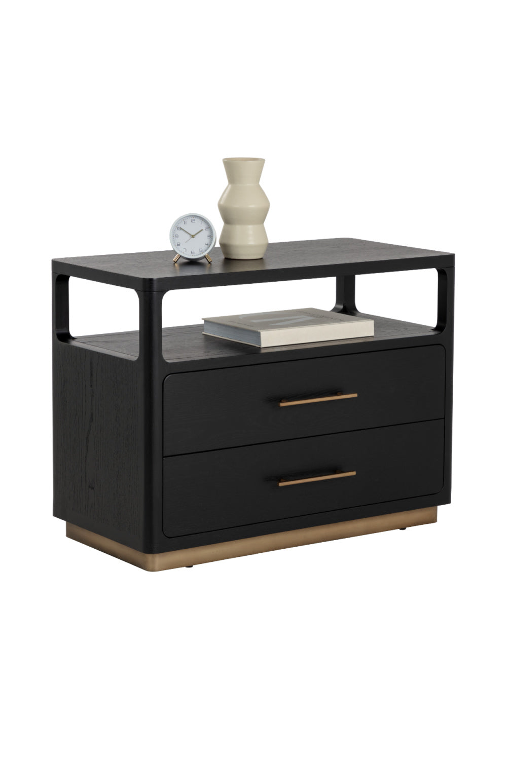   Modern European furniture - Black Oak 2-Drawer Nightstand - www.oroa.com | Oroa.com