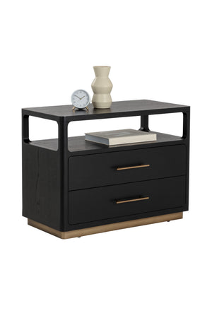   Modern European furniture - Black Oak 2-Drawer Nightstand - www.oroa.com | Oroa.com