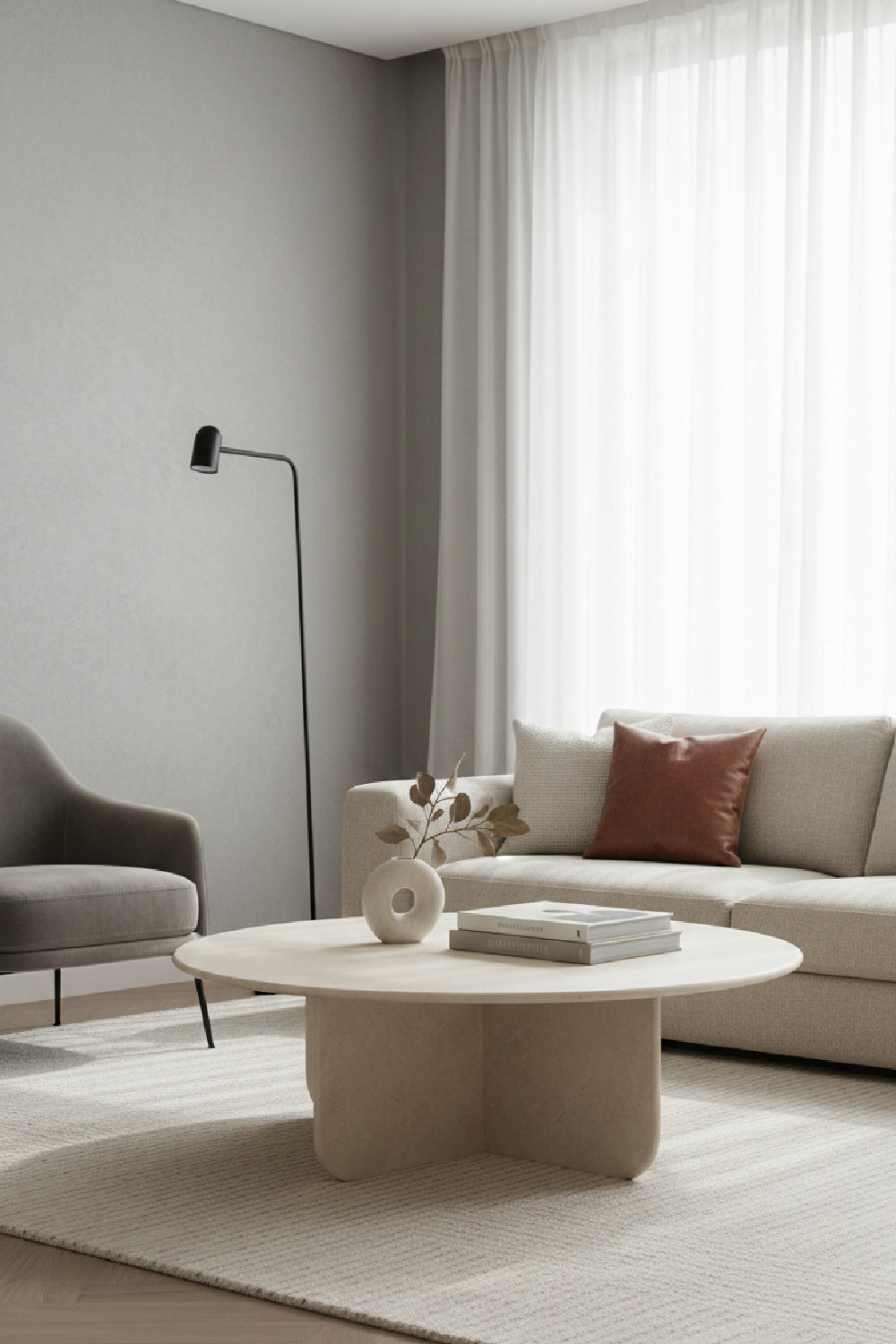   Modern European furniture - Round Cream Marble Coffee Table - www.oroa.com | Oroa.com