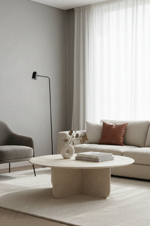   Modern European furniture - Round Cream Marble Coffee Table - www.oroa.com | Oroa.com