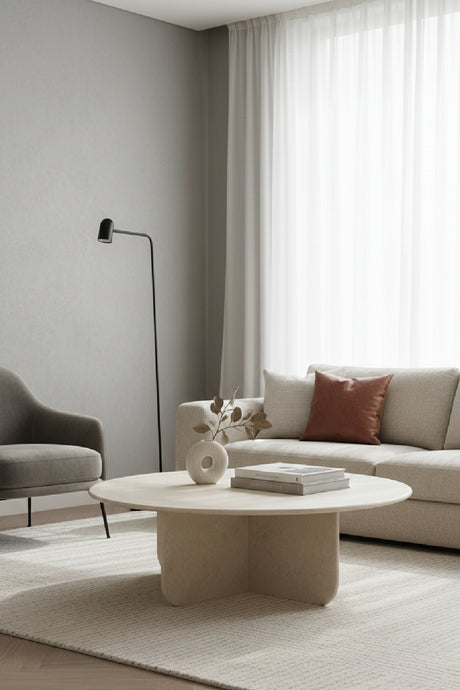   Modern European furniture - Round Cream Marble Coffee Table - www.oroa.com | Oroa.com