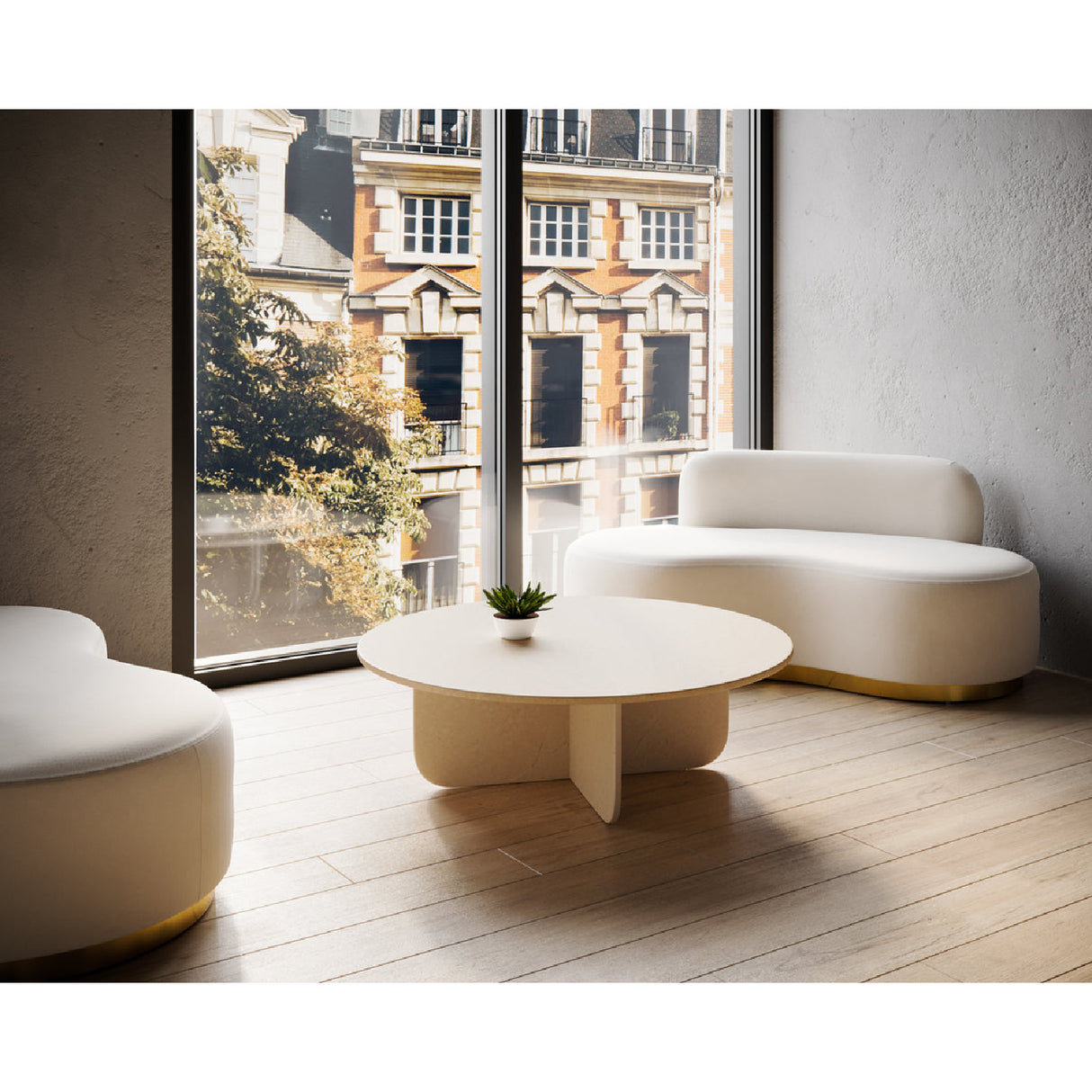   Round Cream Marble Coffee Table | Oroa.com