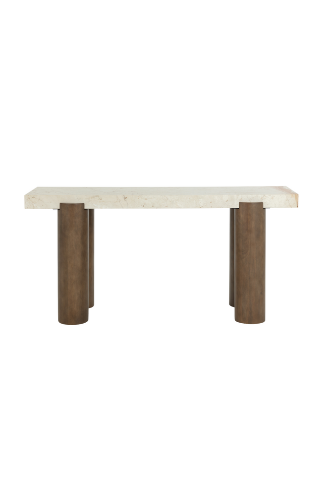 Modern European furniture - Cream Breccia Marble Console Table - www.oroa.com