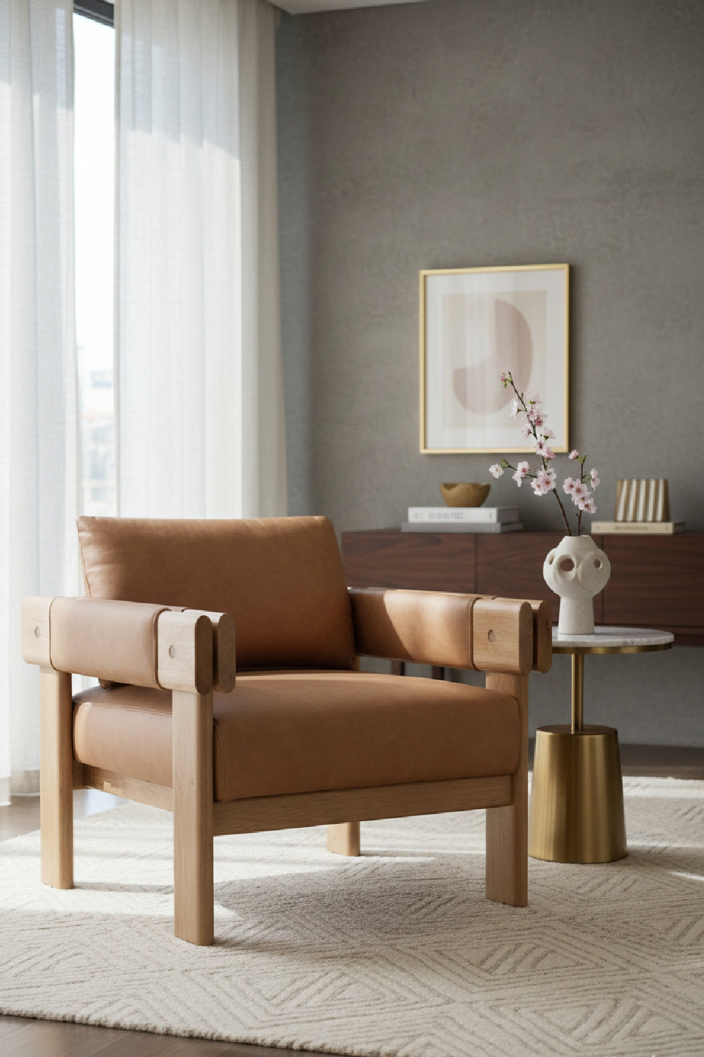   Modern European furniture - Oak Framed Leather Lounge Chair - www.oroa.com | Oroa.com
