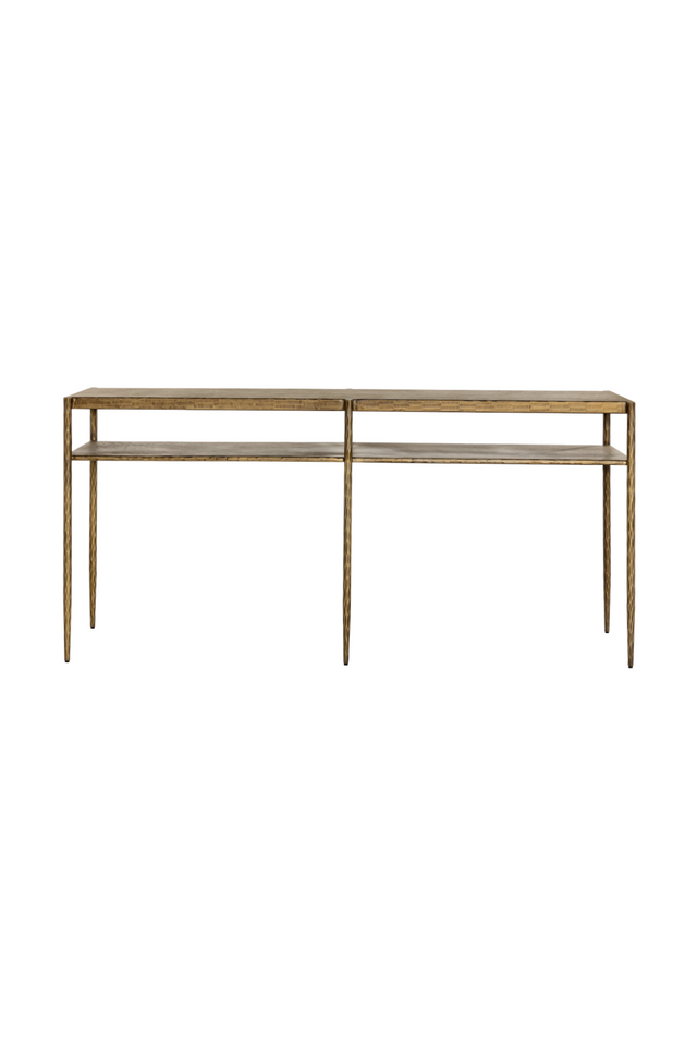 Modern European furniture - Antique Brass 2-Layer Console Table - www.oroa.com