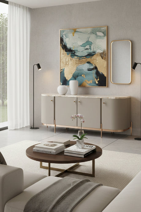   Modern European furniture - Taupe Leather 4-Door Sideboard - www.oroa.com | Oroa.com