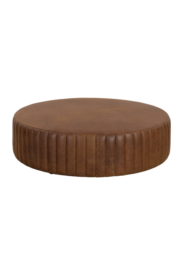 Modern European furniture - Tufted Edge Brown Leather Ottoman - www.oroa.com