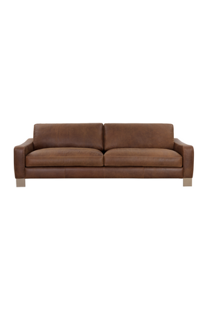   Modern European furniture - Stitched Panel Brown Leather Sofa - www.oroa.com | Oroa.com