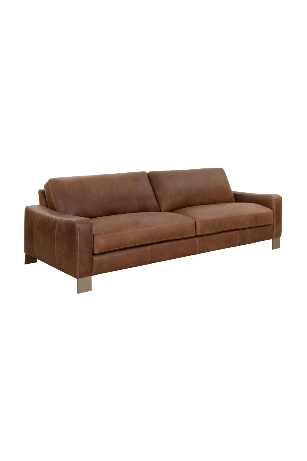   Modern European furniture - Stitched Panel Brown Leather Sofa - www.oroa.com | Oroa.com