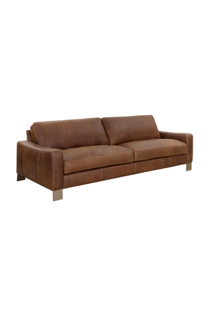  Modern European furniture - Stitched Panel Brown Leather Sofa - www.oroa.com | Oroa.com