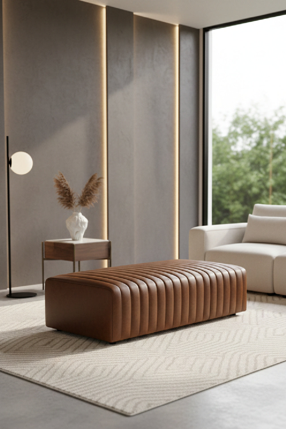   Modern European furniture - Italian Textured Leather Ottoman - www.oroa.com | Oroa.com