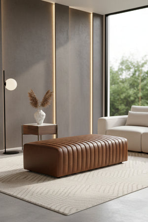   Modern European furniture - Italian Textured Leather Ottoman - www.oroa.com | Oroa.com
