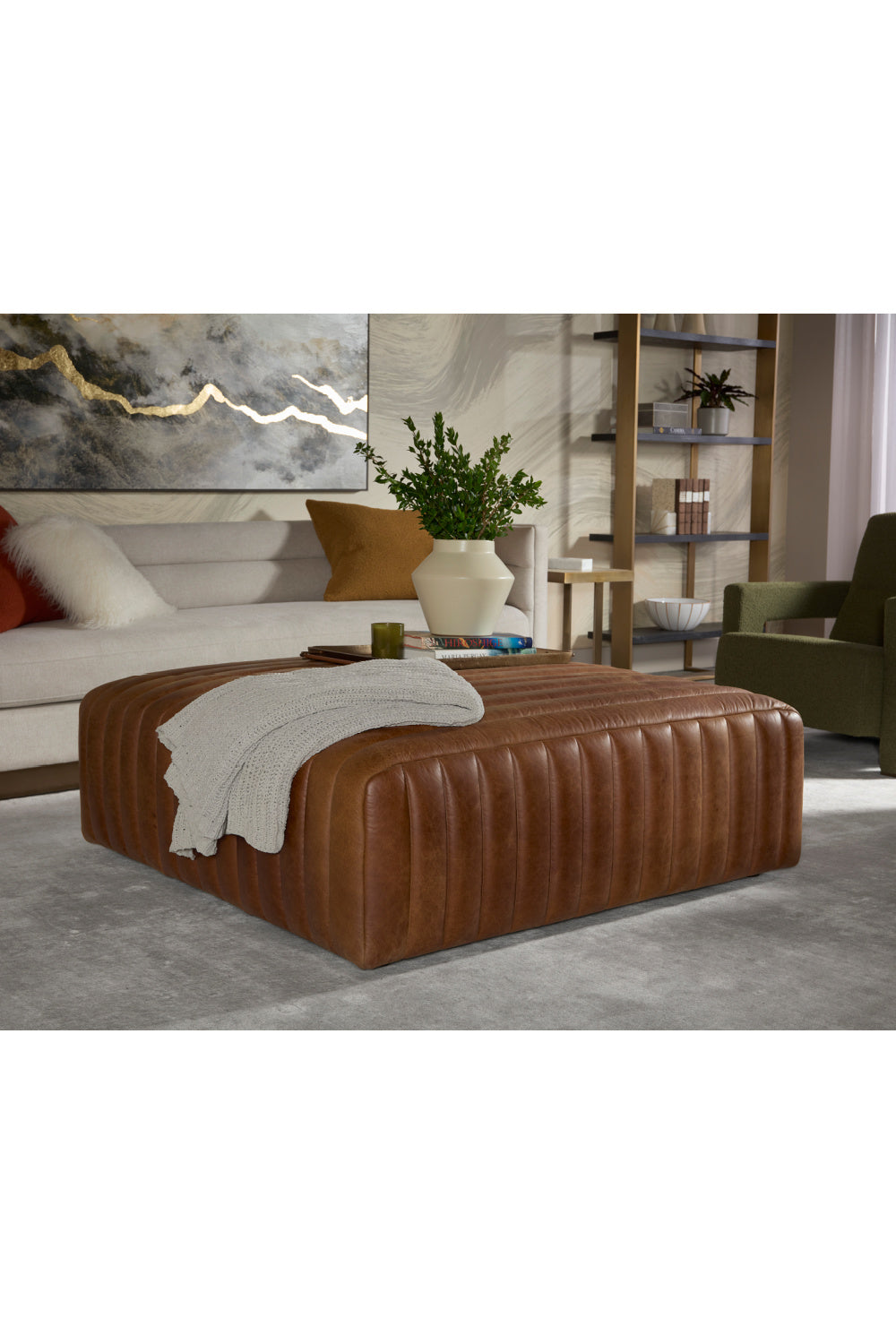   Modern European furniture - Italian Textured Leather Ottoman - www.oroa.com | Oroa.com