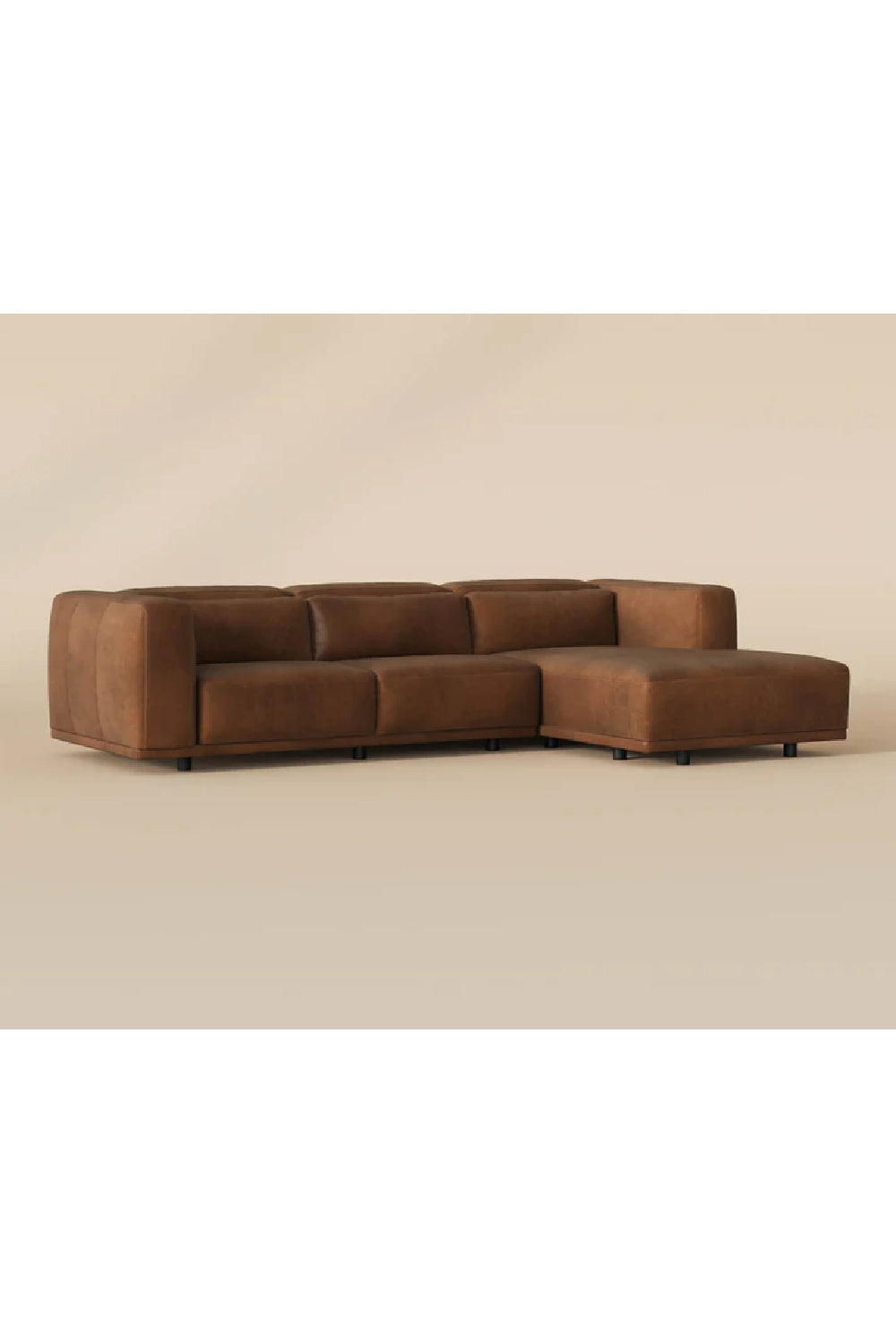   Modern European furniture - Brown Leather Chaise Sofa - www.oroa.com | Oroa.com