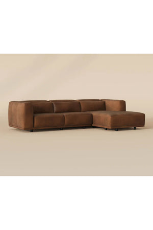   Modern European furniture - Brown Leather Chaise Sofa - www.oroa.com | Oroa.com