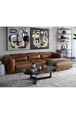   Modern European furniture - Brown Leather Chaise Sofa - www.oroa.com | Oroa.com