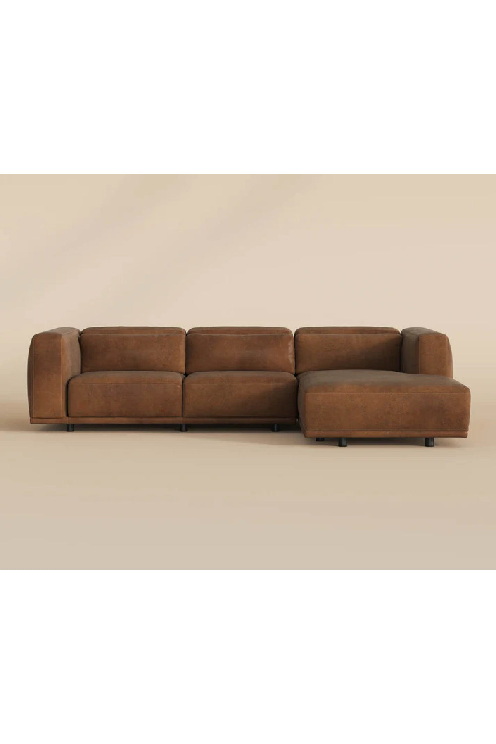   Modern European furniture - Brown Leather Chaise Sofa - www.oroa.com | Oroa.com