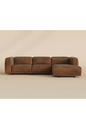   Modern European furniture - Brown Leather Chaise Sofa - www.oroa.com | Oroa.com