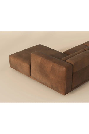   Modern European furniture - Brown Leather Chaise Sofa - www.oroa.com | Oroa.com