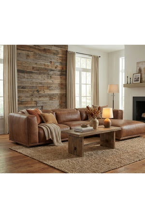   Modern European furniture - Brown Leather Chaise Sofa - www.oroa.com | Oroa.com